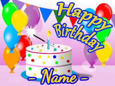 Happy Birthday GIF, birthday-219 @ Editable GIFs,Birthday sparkler birthday cake balloon party