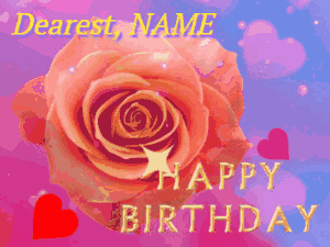 Rose and Hearts Birthday GIF