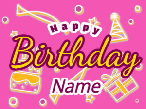 Happy Birthday GIF:Birthday on a wine colored background