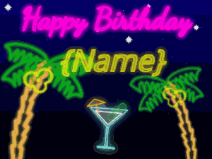 Neon tropical birthday with martini