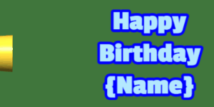 Happy Birthday GIF:cream birthday cake on purple with baby blue & blue text