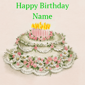 Happy Birthday GIF:Vintage cake card with name