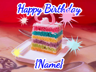 Happy Birthday GIF, birthday-229 @ Editable GIFs,Color layered birthday cake with sparklers