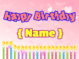 Happy Birthday GIF:Bouncing Birthday Candles on a pink background: block