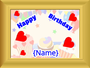 Happy Birthday GIF:Birthday picture: party flowers blue cursive