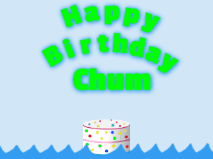 Happy Birthday GIF:Birthday shark gif: candy cake & green text