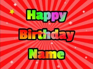Happy Birthday GIF:Red sunburst with stars and sparkles