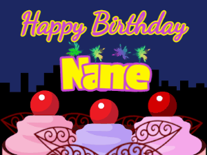 Happy Birthday GIF:Birthday cake icing with shooting stars