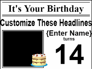 Happy Birthday GIF:Newspaper headlines birthday gif with cream cake