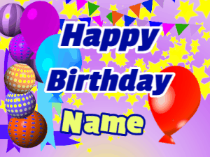 Happy Birthday GIF:Birthday Balloons swaying with name