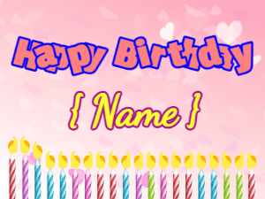 Happy Birthday GIF:Bouncing Birthday Candles on a pink background: cursive