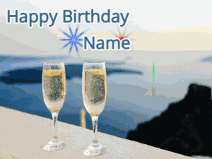 Champagne birthday gif with fireworks