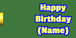 Happy Birthday GIF:chocolate birthday cake on purple with yellow & blue text
