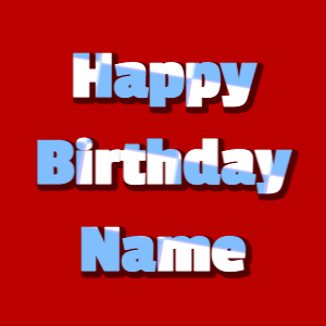 Happy Birthday GIF:hearts fireworks on blue, block font, red effect