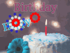 Blue flower and birthday cake
