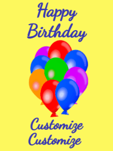 Happy Birthday GIF:Birthday Balloons and star confetti