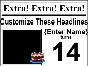 Happy Birthday GIF:Newspaper headlines birthday gif with chocolate cake