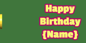 Happy Birthday GIF:chocolate birthday cake on purple with yellow & rouge text