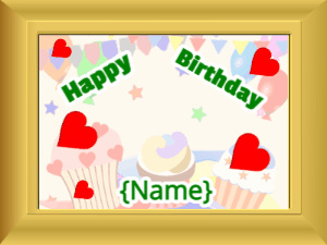 Happy Birthday GIF:Birthday picture: party flowers green block