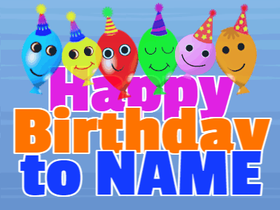 Cute birthday balloons hightlight this animated birthday gif with big color changing birthday letters you can customize.