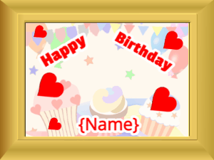 Happy Birthday GIF:Birthday picture: party happy faces red cursive