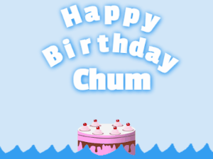 Happy Birthday GIF:Birthday shark gif: pink cake & white text