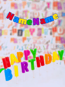 Birthday gif animated with a dragon flying over birthday letter candles and lighting them. Customize the name banner.