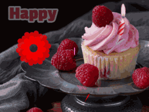 Heart fireworks and raspberry cupcake