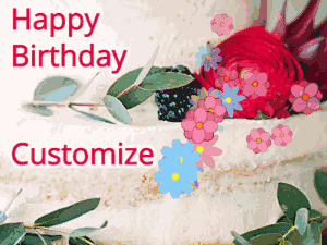 Birthday Cake GIF with flowers confetti stream