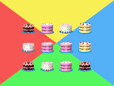 Birthday Cakes animated everywhere. Crazy! Customize the birthday banner and name as cakes fly about.