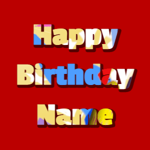 Happy Birthday GIF:mix fireworks on blue, block font, rainbow effect