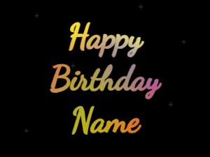 Happy Birthday GIF:colored fireworks,pink cake, block font, rainbow animation