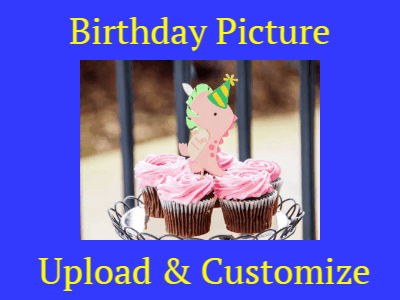 Upload your own picture for this animated text birthday gif that you can customize.