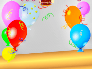 Happy Birthday GIF:GIF: Birthday Cakes: balloon pink purple cursive 