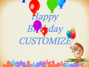 Birthday card hedgehog with balloons