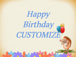 Happy Birthday GIF:Birthday card hedgehog with balloons