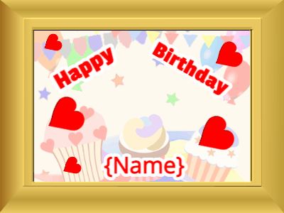 Happy Birthday, birthday-3504 @ Editable GIFs,Birthday picture: party hearts red cursive