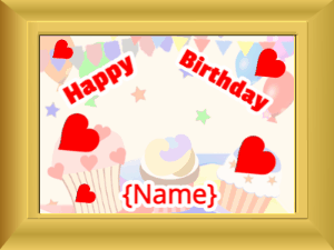 Happy Birthday GIF:Birthday picture: party hearts red block
