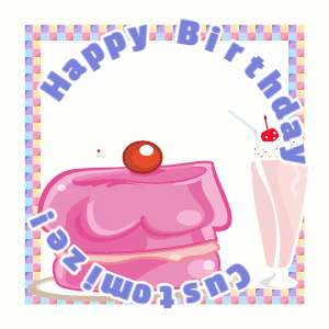 Happy Birthday GIF:Birthday cake and shake