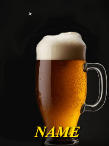 Animated birthday beer gif with a sparkling frosty mug of brew and three lines of text to customize.