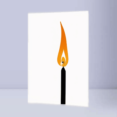 A eloquent and classy birthday card gif with a lone flickering candle that opens to names you can customize.