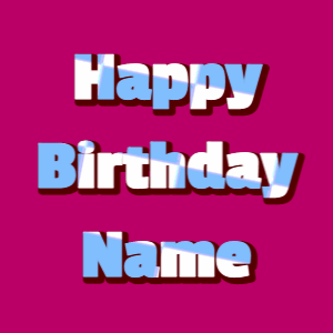 Happy Birthday GIF:stars fireworks on blue, block font, party colors effect