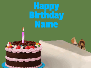 A silly animated birthday gif, a chipmunk lights bady cake sparkler with laser beam eyes and starts a bright glitter party.