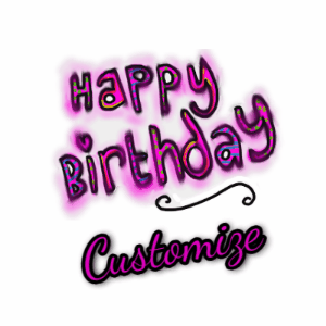 Animated GIF that reads Happy Birthday in cute flickering doodle letters and name and colors to customize.