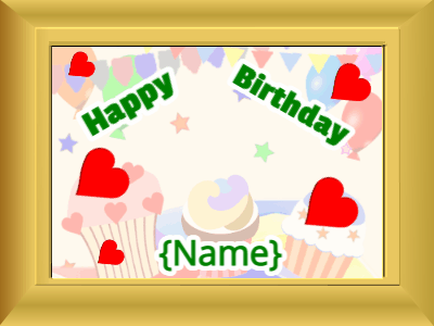 Happy Birthday, birthday-4504 @ Editable GIFs,Birthday picture: party hearts green block