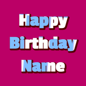 Happy Birthday GIF:mix fireworks on blue, block font, party colors effect