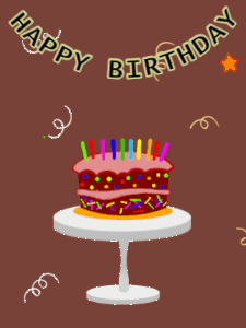 Happy Birthday GIF:A birthday cake with banners