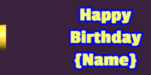 Happy Birthday GIF:pink birthday cake on pink with yellow & blue text