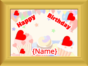 Happy Birthday GIF:Birthday picture: party stars red cursive