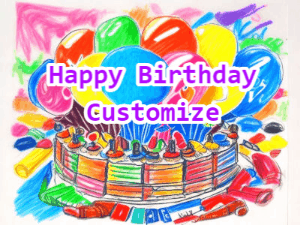Happy Birthday GIF:Crayon Birthday Cake Color Cascade